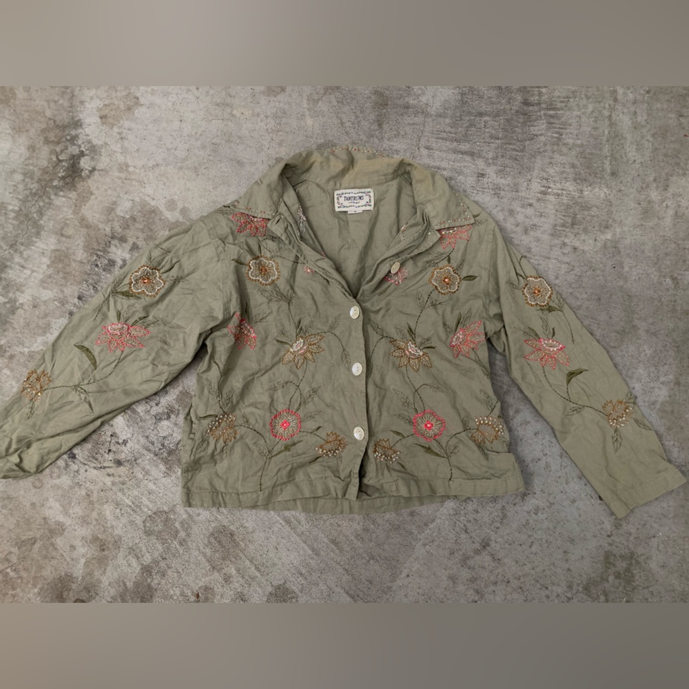 Vintage Beaded Detail Button-Up